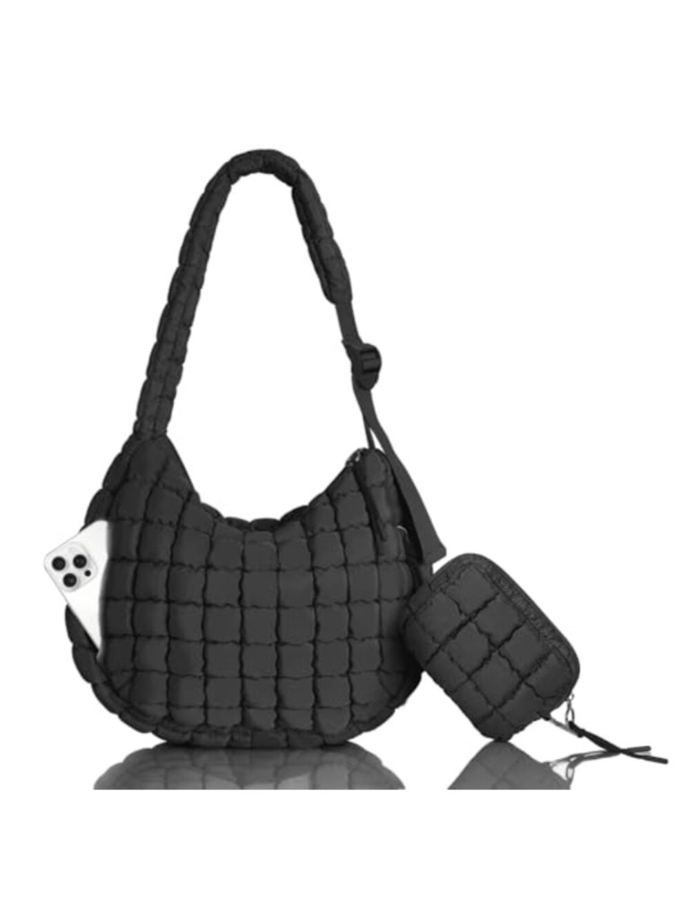 Puffer Tote Bag Quilted Carryall Adjustable Strap Hobo Crossbody
